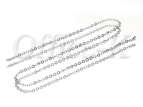 つぶし小判(平小豆)型チェーン ロジウムメッキ線径0,35MM 約10M